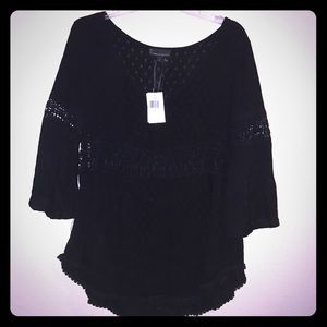 Black boho cutout top. Size S. NWT.